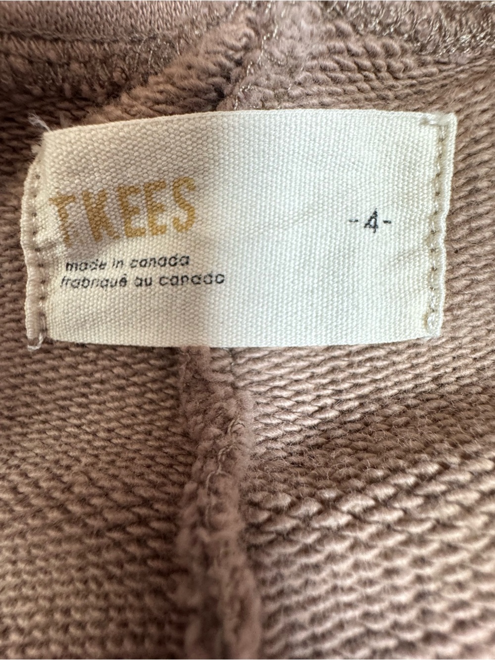 TKEES Raw Edge Wide Leg Pants Sand Cotton Terry Made Canada Size 4 XL - Picture 5 of 7